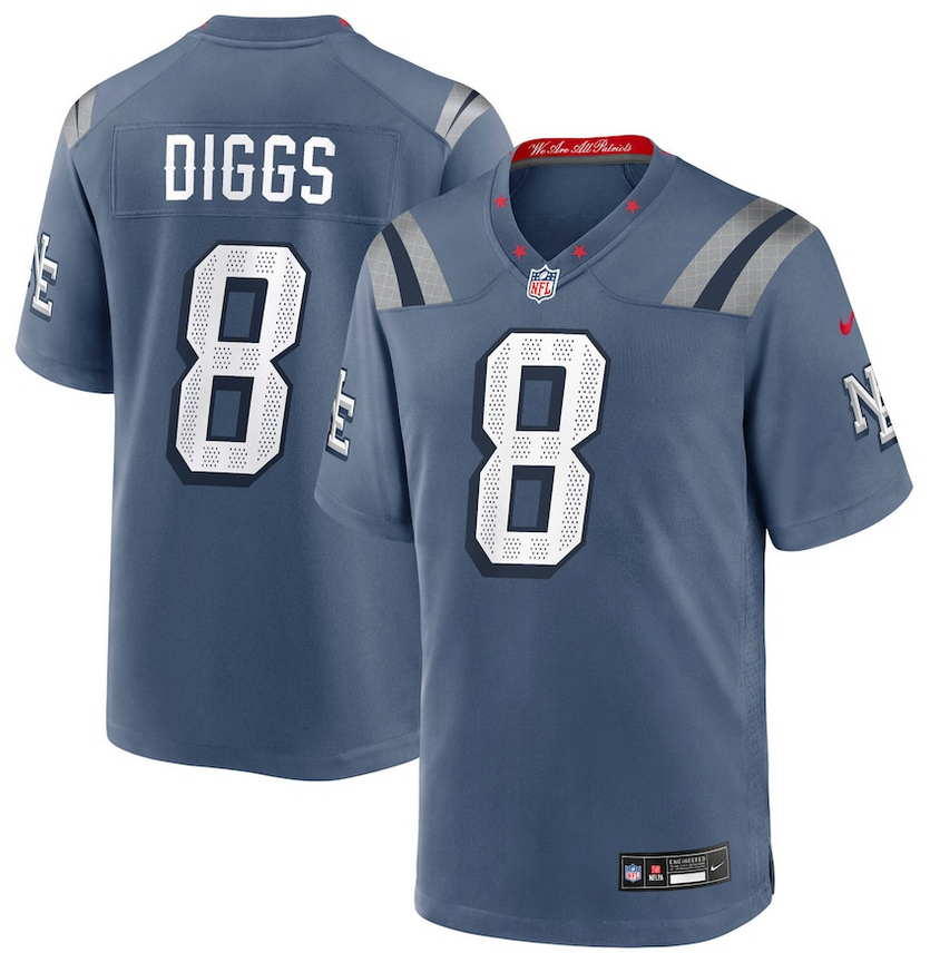 Men New England Patriots #8 Diggs Nike 2025 Rivalries blue Limited Jersey